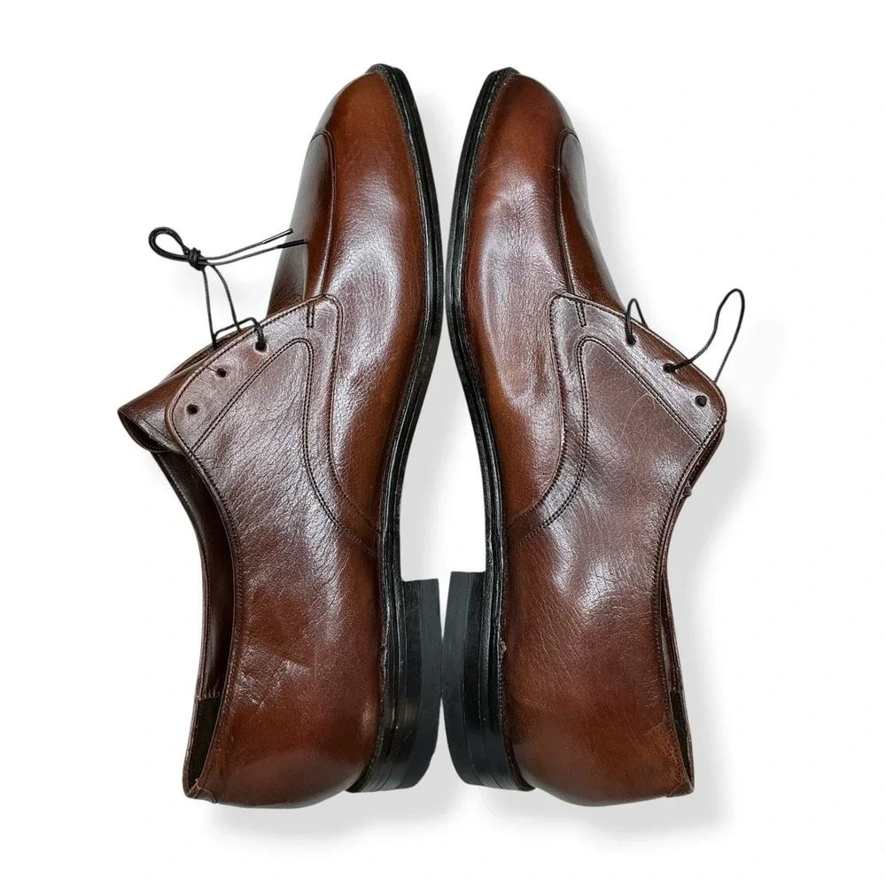 Freeman Free Flex Shoes Men 15 C Brown Leather Moc Apron Toe Lace Dress Narrow